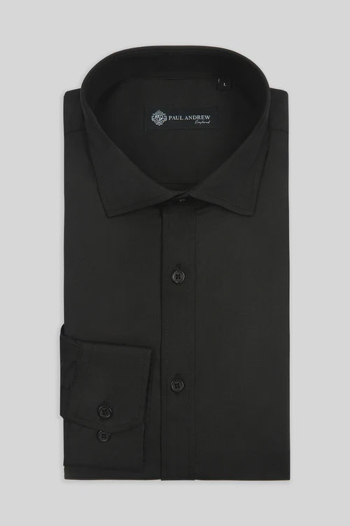 Paul Andrew Oliver Cutaway Collar Shirt - Black