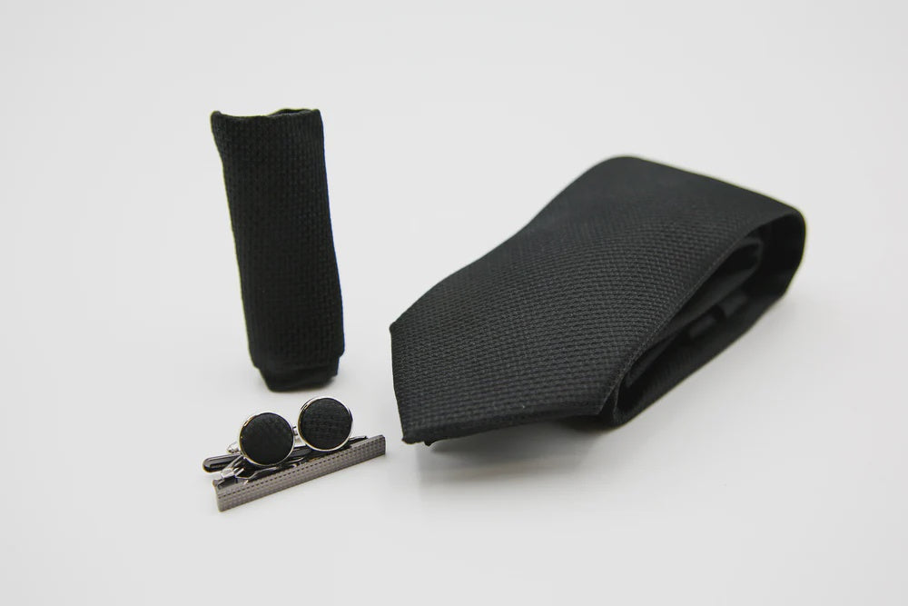 Paul Andrew Textured Tie Set - Black