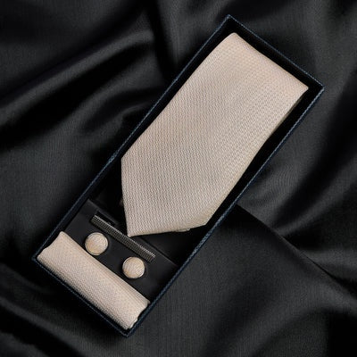 Paul Andrew Textured Tie Set - Champagne