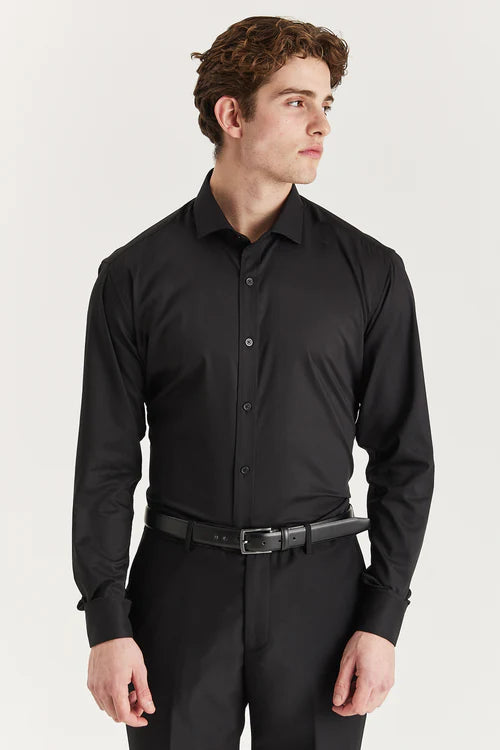 Paul Andrew Oliver Cutaway Collar Shirt - Black