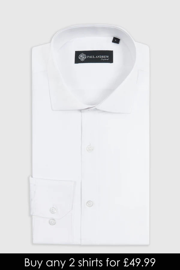 Paul Andrew Oliver Cutaway Collar Shirt - White