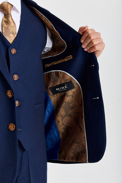 Paul Andrews/ Device Mayfair Kids 3 Piece Suit - Navy Blue