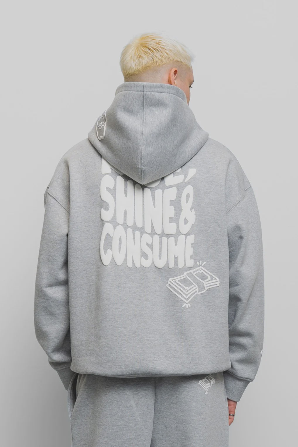 Fresh Flavours Rise Shine Consume Hoodie - Light Grey Marl