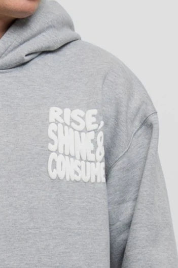 Fresh Flavours Rise Shine Consume Hoodie - Light Grey Marl