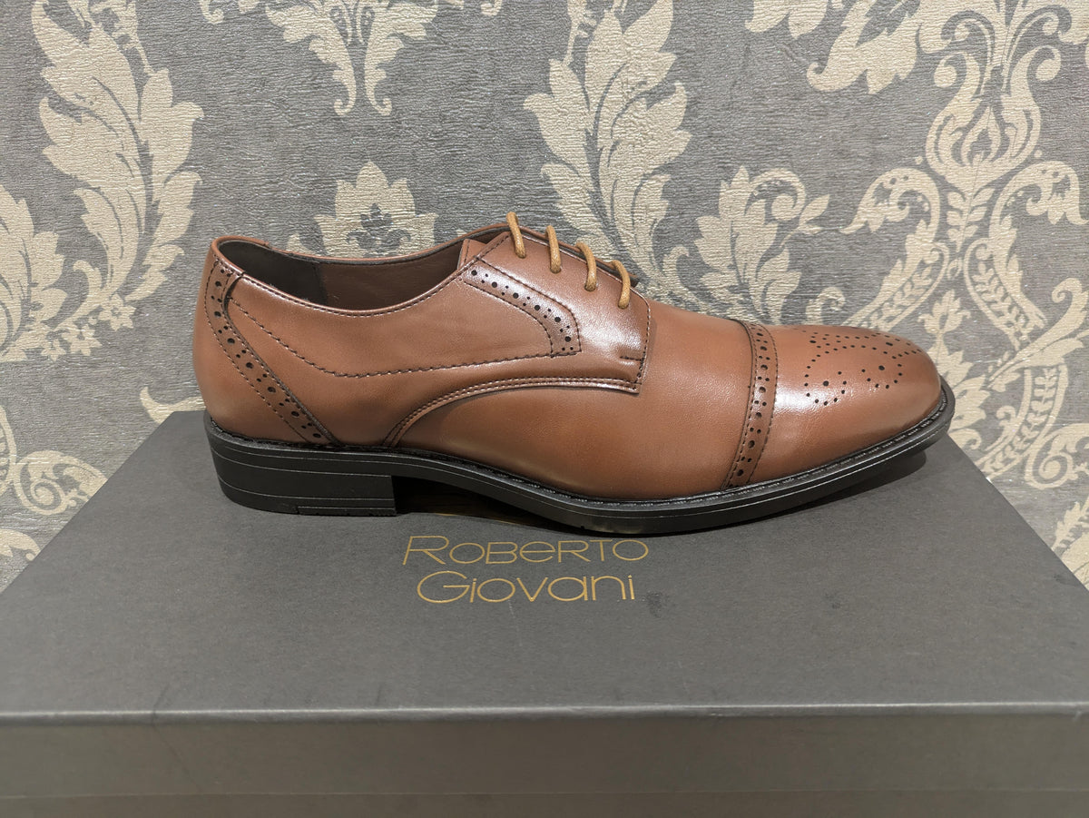 Roberto Giovani Eton Brogue Shoes - Tan