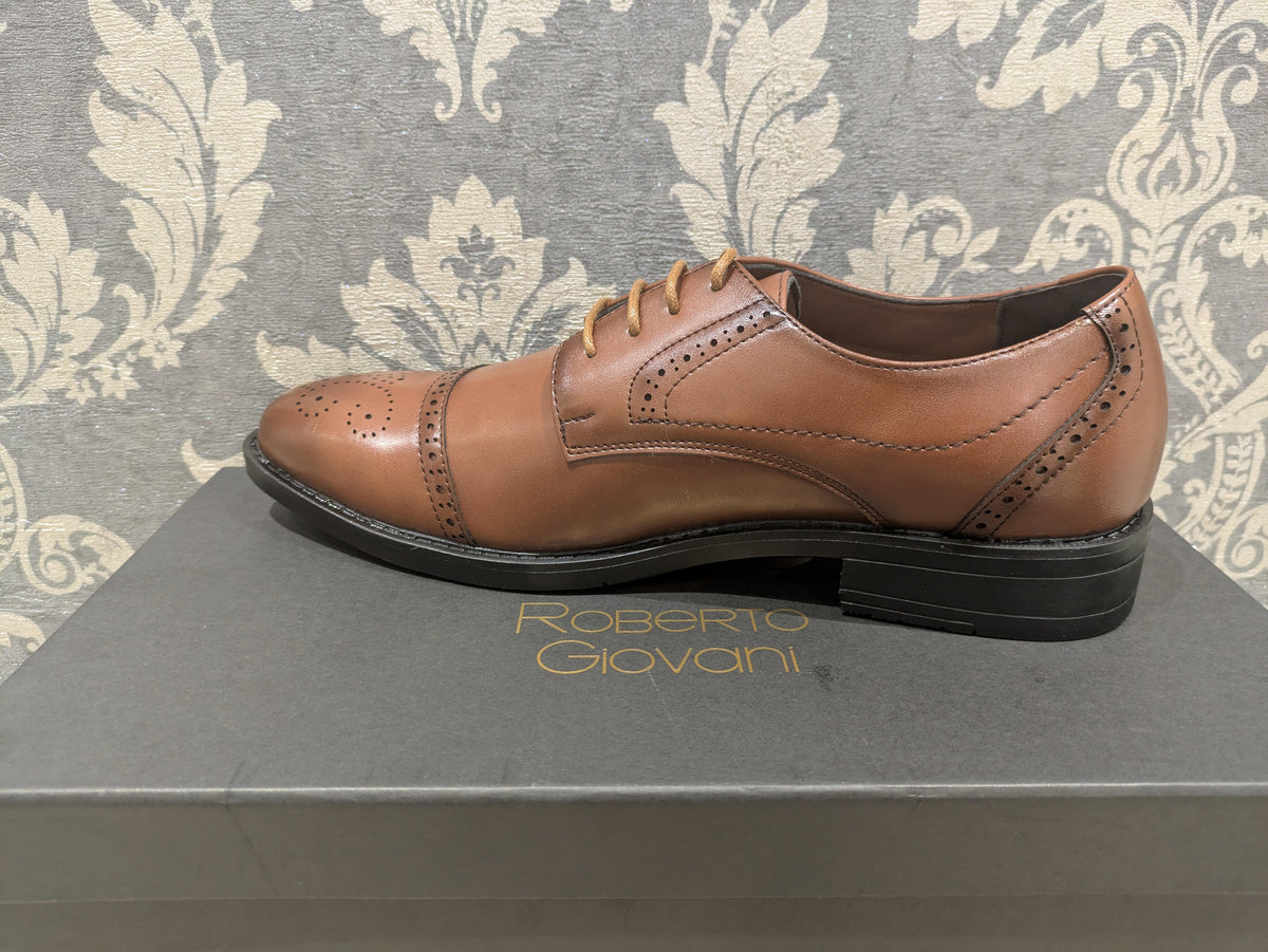 Roberto Giovani Eton Brogue Shoes - Tan