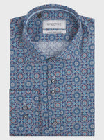 SPECTRE Riley Geometric Print Luxury Shirt - Navy Blue/ Multi