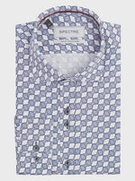 SPECTRE Ronnie Geometric Print Luxury Shirt - White/ Blue