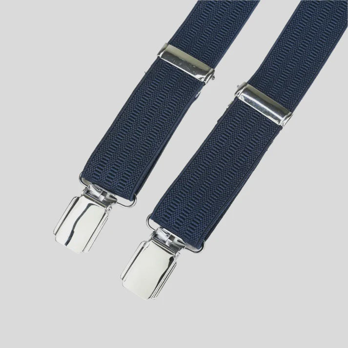 Sophos 25mm Plain Ribbed 4 Clip Braces - Navy Blue