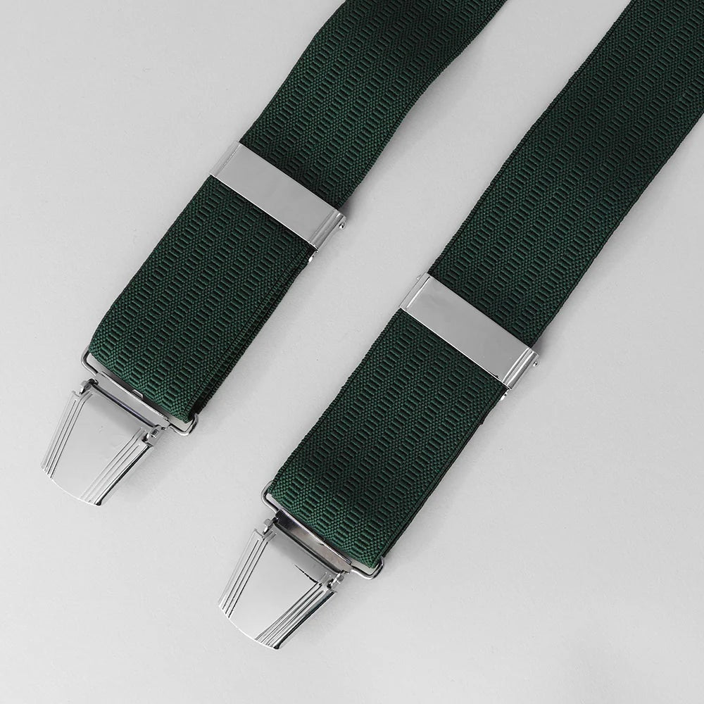 Sophos 35mm Plain Ribbed 4 Clip Braces - Green
