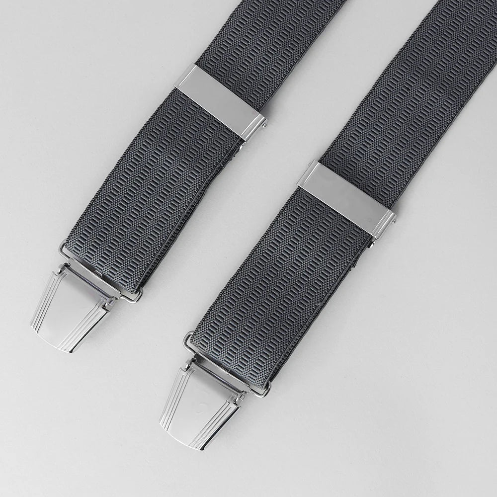 Sophos 35mm Plain Ribbed 4 Clip Braces - Grey