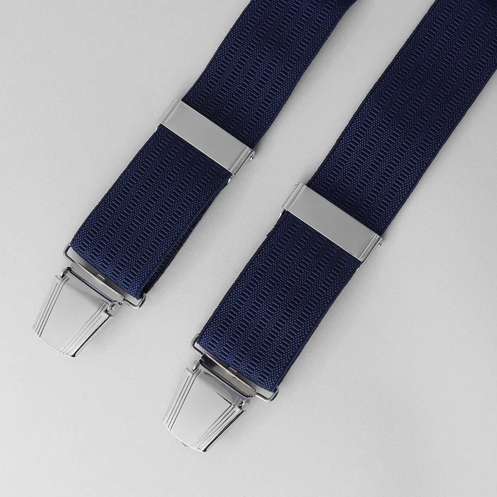 Sophos 35mm Plain Ribbed 4 Clip Braces - Navy