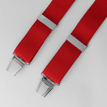 Sophos 35mm Plain Ribbed 4 Clip Braces - Red