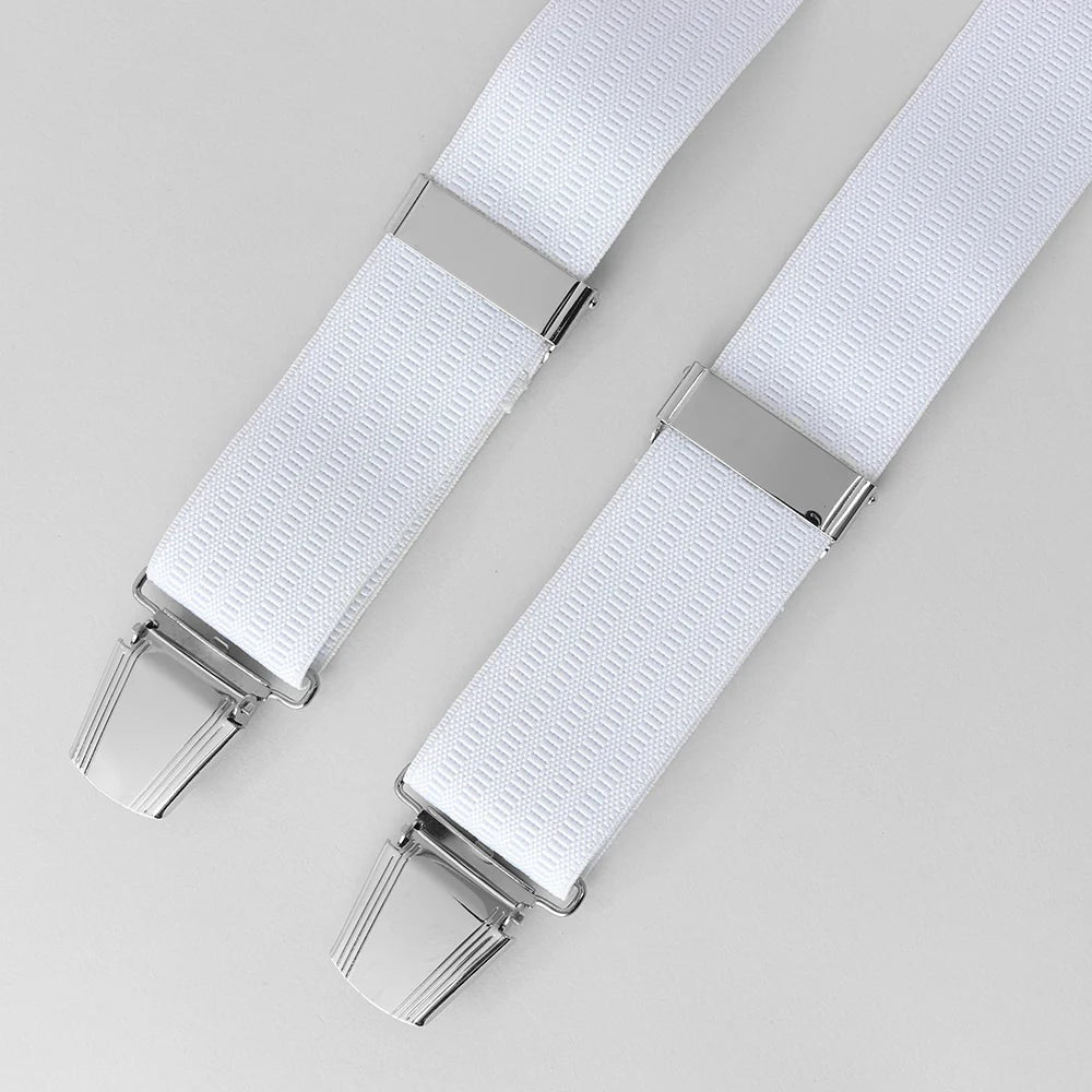 Sophos 35mm Plain Ribbed 4 Clip Braces - White