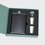 Sophos 4 Piece 8oz Hip Flask Gift Set - Silver & Black Finish