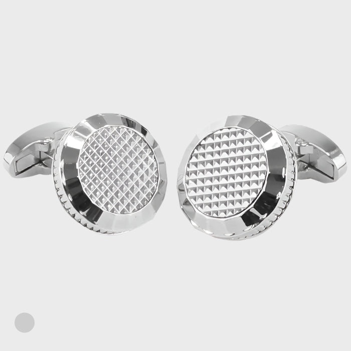 Sophos Circle Centred Lattice Cufflinks - Silver Finish