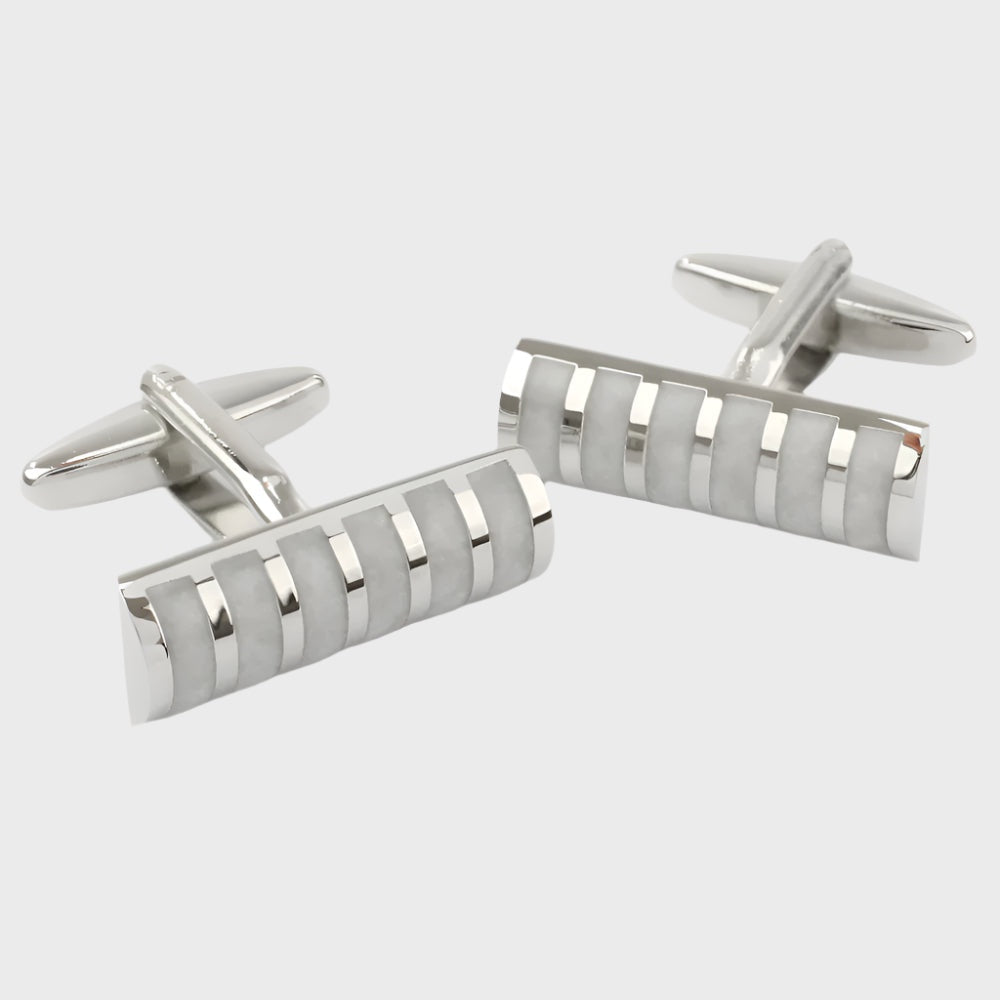Sophos Cylinder 3 Stripe Cufflinks - Mother of Pearl