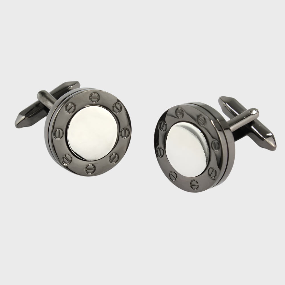 Sophos Gunmetal rim with Silver Finish Centre Cufflinks