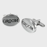 Sophos Rhodium Effect Oval Grooms Cufflinks