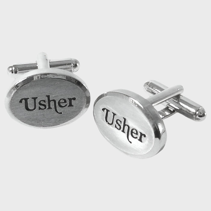 Sophos Rhodium Effect Oval Usher Cufflinks
