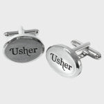 Sophos Rhodium Effect Oval Usher Cufflinks