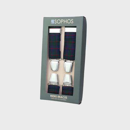 Sophos 35mm Tartan 4 Clip Braces - Green/Navy