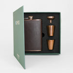 Sophos 4 Piece Copper 8oz Hip Flask Gift Set - Copper/ Brown