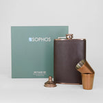 Sophos 4 Piece Copper 8oz Hip Flask Gift Set - Copper/ Brown