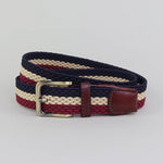 Sophos Essendine Web 3 Colour Stripe 35mm Belt - Navy/Ecru/Burgundy