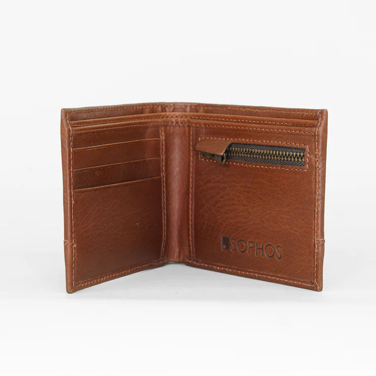Sophos Leather & Waxed Canvas Wallet - Navy