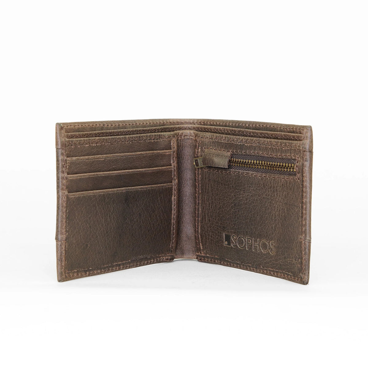 Sophos Leather & Waxed Canvas Wallet - Olive / Brown