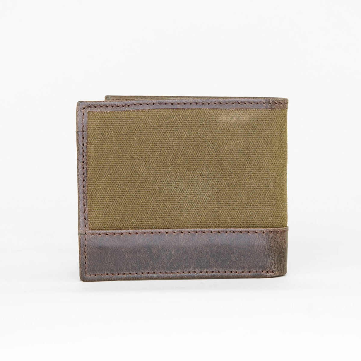 Sophos Leather & Waxed Canvas Wallet - Olive / Brown