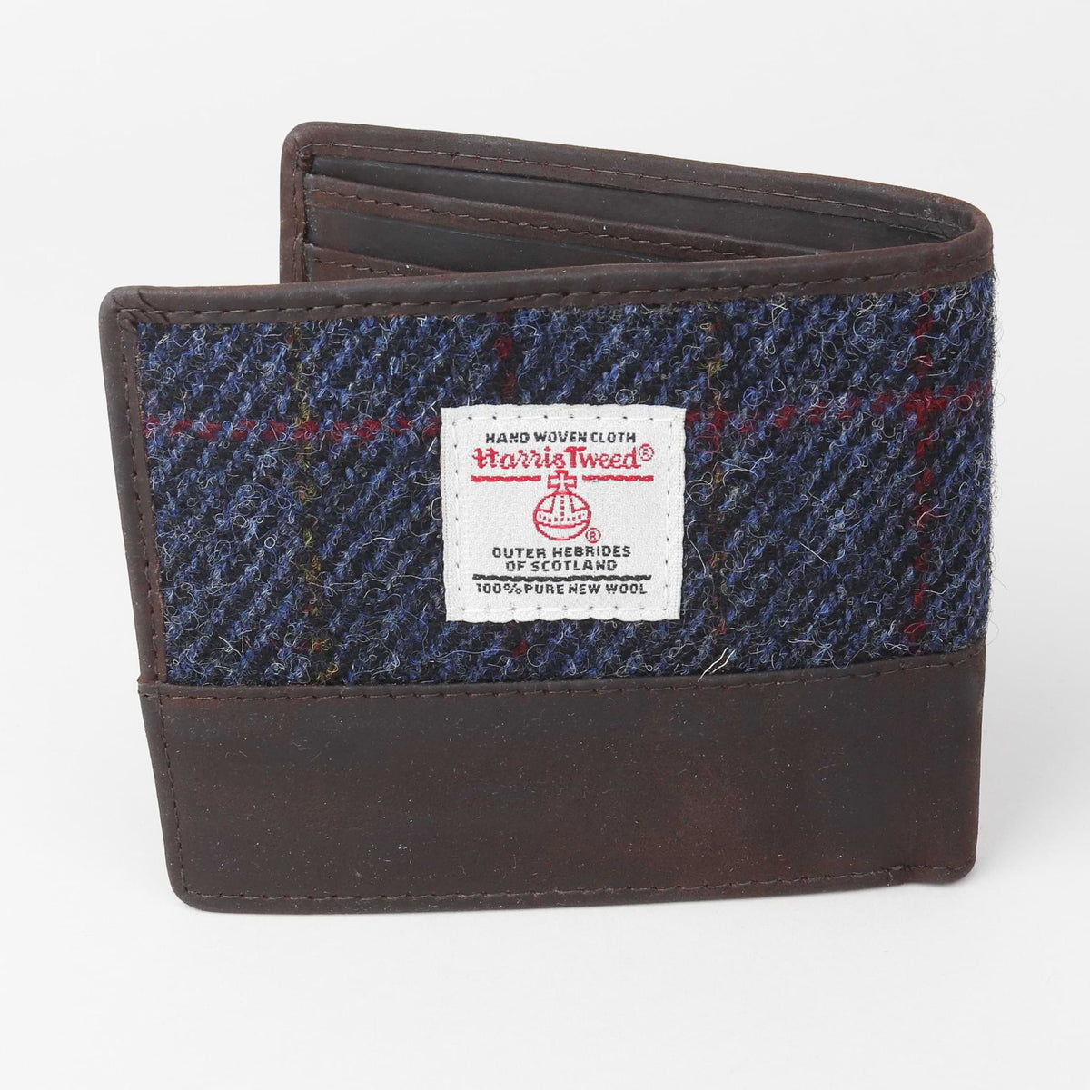 Sophos Premium Leather & Harris Tweed Wallet - Blue