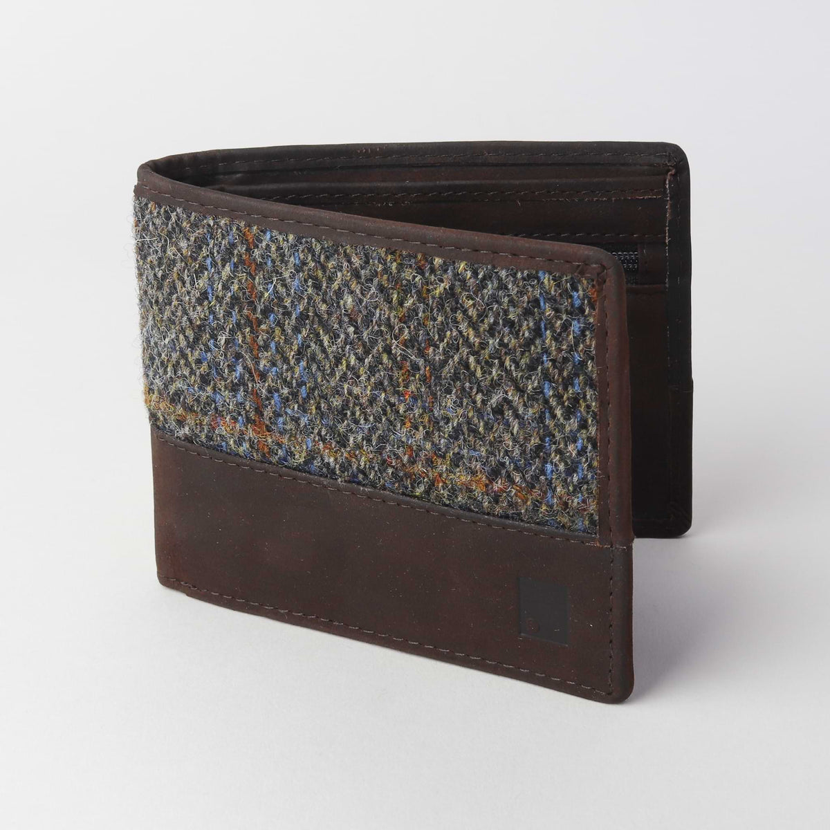 Sophos Premium Leather & Harris Tweed Wallet - Brown