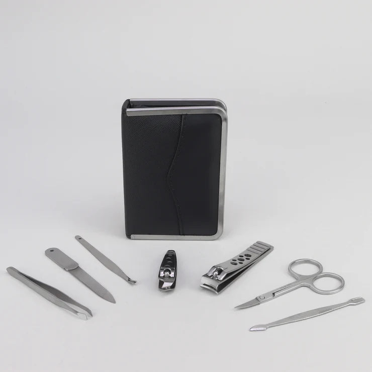 Sophos Saffiano Medium-Sized Manicure Set - Black