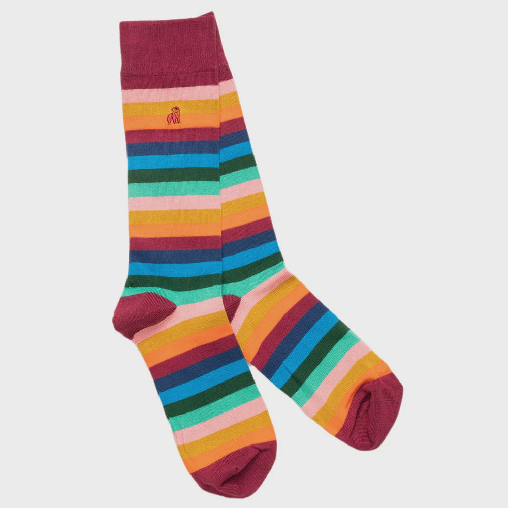 Swole Panda Fine Stripe Soft Top Socks - Multi