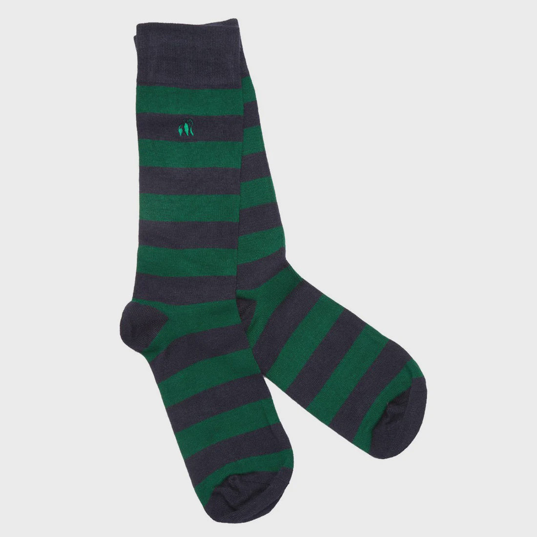 Swole Panda Bamboo Striped Socks - Green Navy