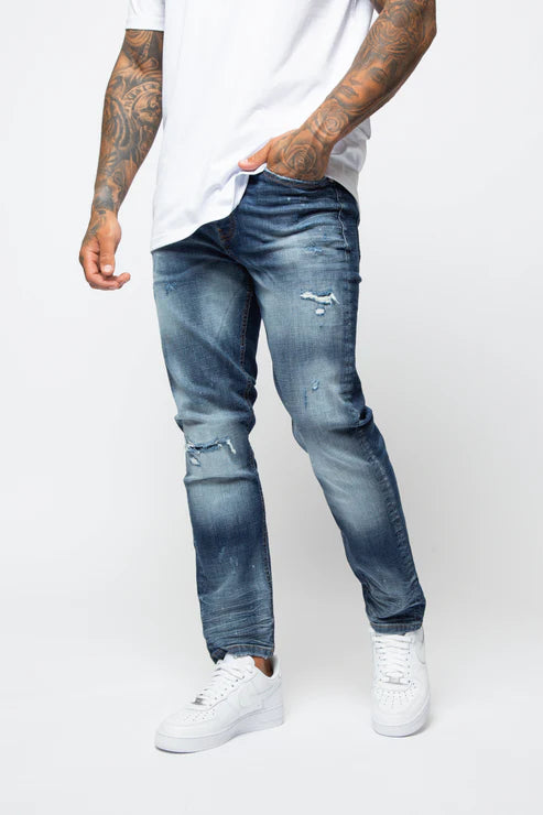 Valere Milano Temo Rip & Repair Jeans - Indigo Blue