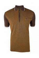 Trojan Basket Knit Zip Panel Polo TR/9031 - Chocolate Brown