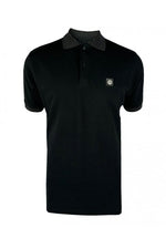 Trojan Jacquard Tipped Collar Polo Shirt - Black