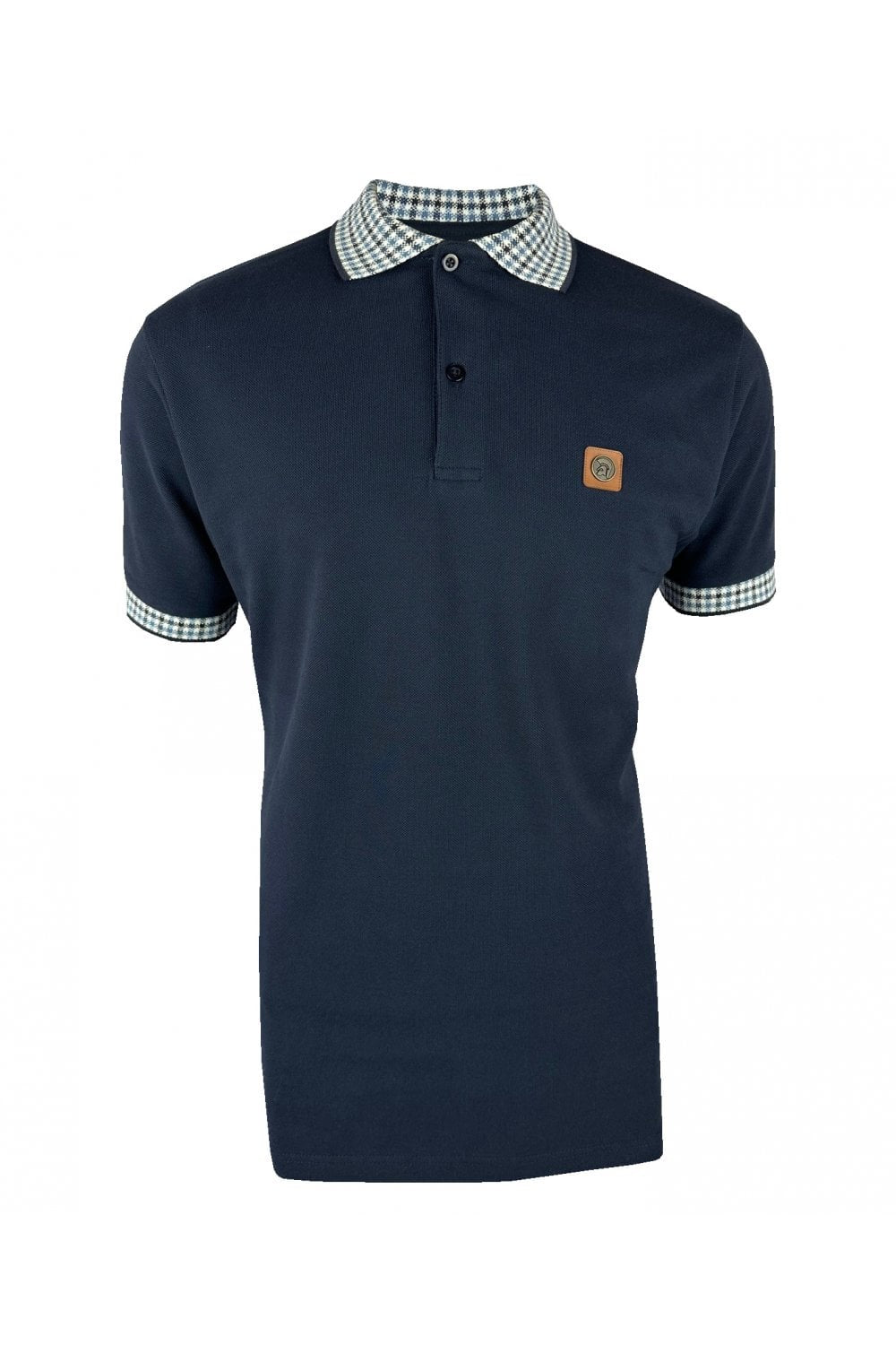 Trojan Jacquard Tipped Collar Polo Shirt - Navy