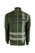 Trojan Oversize Check Full Zip Funnel Neck Sweatshirt - Army Green