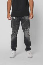 Valere Milano Castello Rip & Paint Jeans - Washed Black