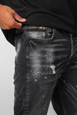 Valere Milano Castello Rip & Paint Jeans - Washed Black