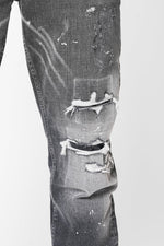 Valere Milano Castello Rip & Paint Jeans - Washed Black