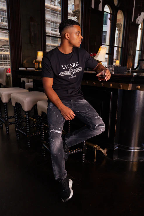 Valere Milano Castello Rip & Paint Jeans - Washed Black