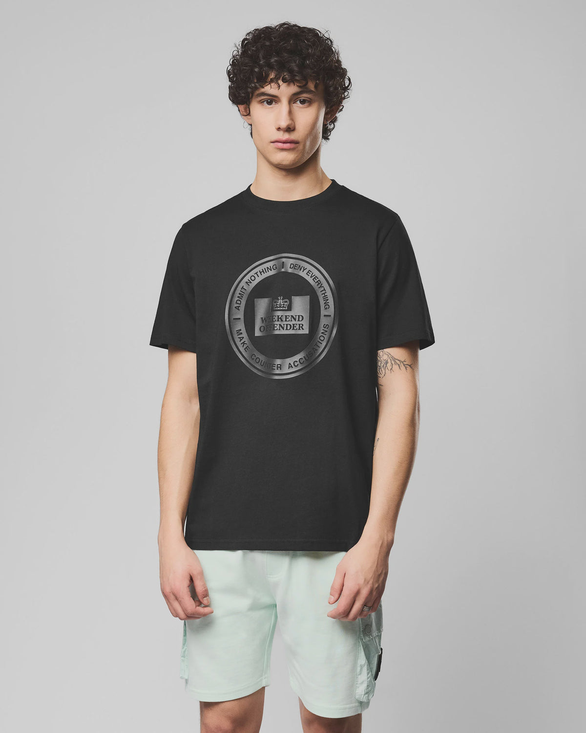 WEEKEND OFFENDER Deny Graphic T-Shirt - Black