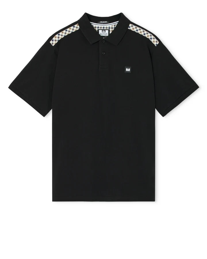 Weekend Offender Rowley Mid House Check Polo Shirt - Black