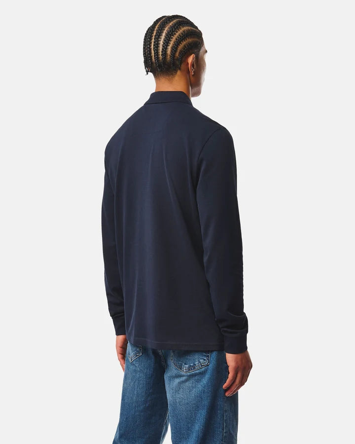 Weekend Offender Tunbridge Long Sleeve Polo Shirt - Navy Blue