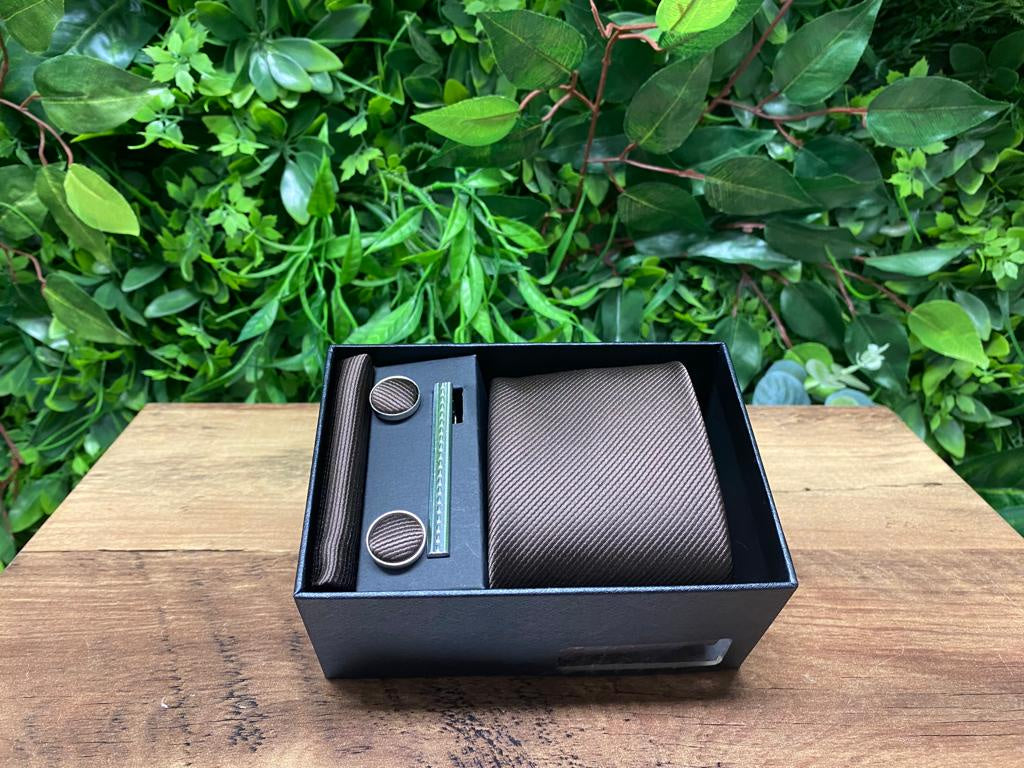 Tie Pocket Square Cuff Link & Tie Clip Set